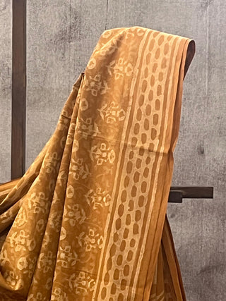 Yellow Ochre HBP Cotton Saree - SRYOCS1667