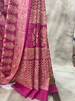 Pink HBP Cotton Saree - SRPCS1664