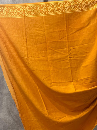 Turmeric Yellow HBP Cotton Saree - SRTYCS1675