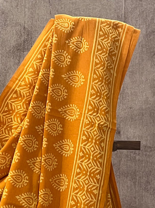 Turmeric Yellow HBP Cotton Saree - SRTYCS1675