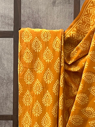 Turmeric Yellow HBP Cotton Saree - SRTYCS1675