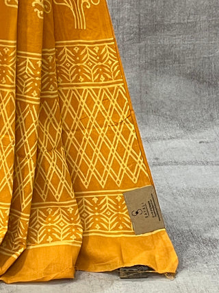 Turmeric Yellow HBP Cotton Saree - SRTYCS1675