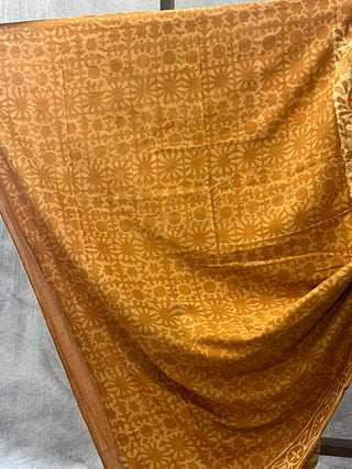 Yellow Ochre HBP Cotton Saree - SRYOCS1670