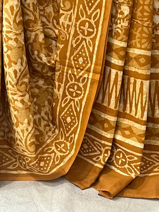 Yellow Ochre HBP Cotton Saree - SRYOCS1670