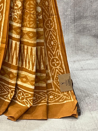 Yellow Ochre HBP Cotton Saree - SRYOCS1670