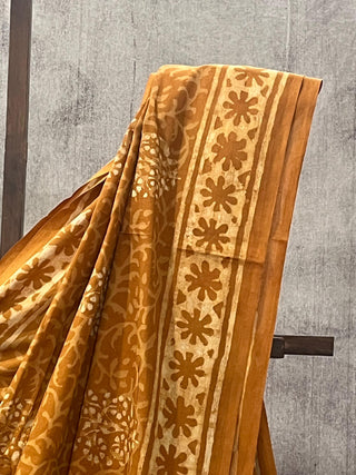 Yellow Ochre HBP Cotton Saree - SRYOCS1671