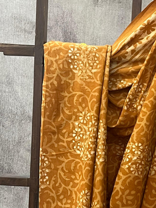 Yellow Ochre HBP Cotton Saree - SRYOCS1671