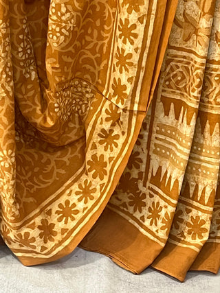 Yellow Ochre HBP Cotton Saree - SRYOCS1671