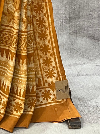 Yellow Ochre HBP Cotton Saree - SRYOCS1671