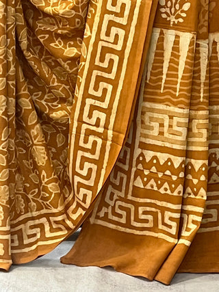 Yellow Ochre HBP Cotton Saree - SRYOCS1676