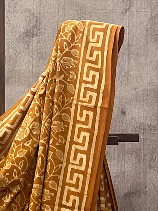 Yellow Ochre HBP Cotton Saree - SRYOCS1676