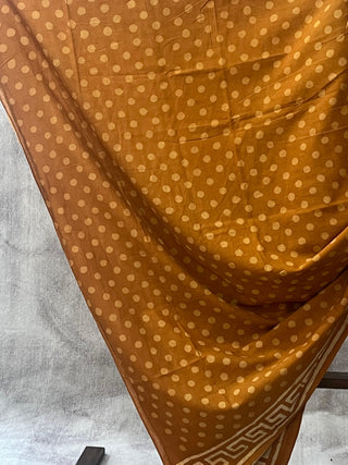 Yellow Ochre HBP Cotton Saree - SRYOCS1676