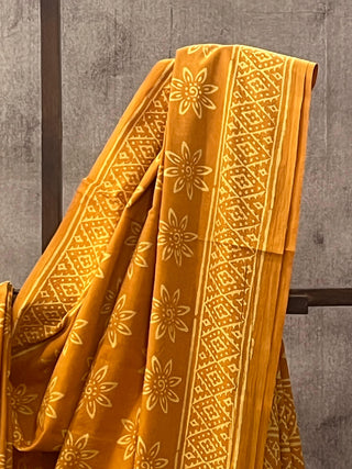 Turmeric Yellow HBP Cotton Saree - SRTYCS1673