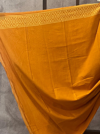 Turmeric Yellow HBP Cotton Saree - SRTYCS1673