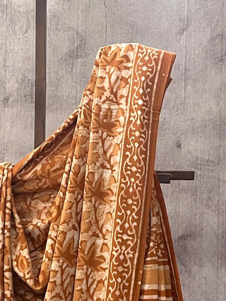 Yellow Ochre HBP Cotton Saree - SRYOCS1677