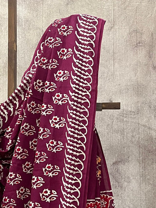 Burgundy HBP Cotton Saree - SRBCS1703