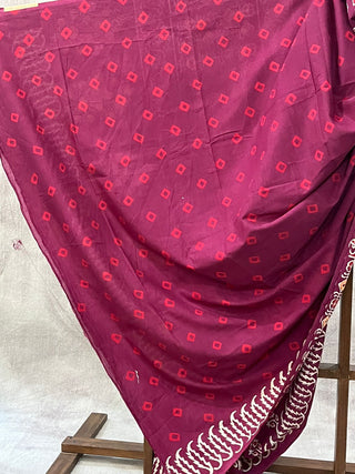 Burgundy HBP Cotton Saree - SRBCS1703