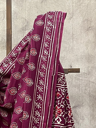 Burgundy HBP Cotton Saree - SRBCS1704