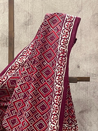 Burgundy HBP Cotton Saree - SRBCS1690