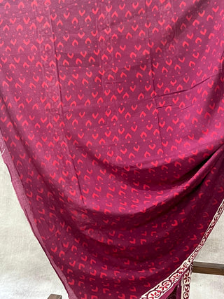 Burgundy HBP Cotton Saree - SRBCS1690