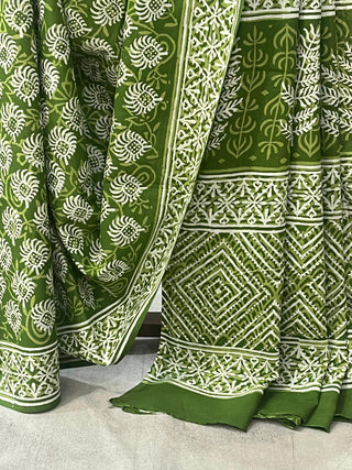 Green HBP Cotton Saree - SRGCS1706