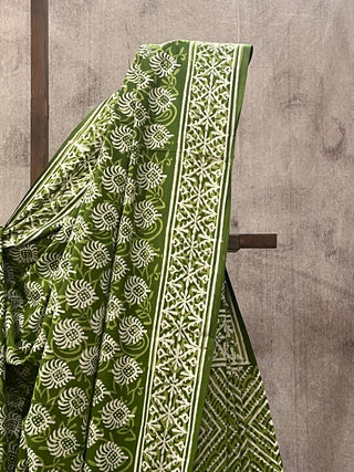 Green HBP Cotton Saree - SRGCS1706