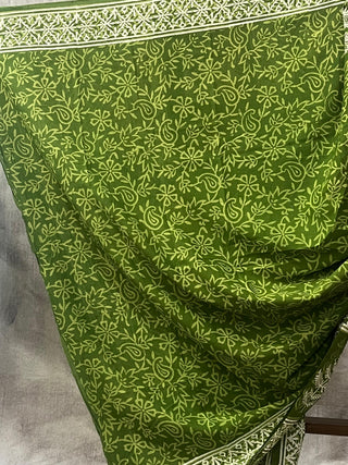 Green HBP Cotton Saree - SRGCS1706