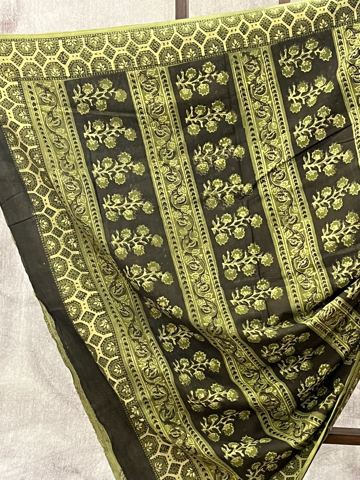 Lime Green HBP Cotton Saree - SRLGCS1715