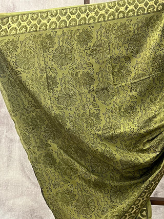 Lime Green HBP Cotton Saree - SRLGCS1715