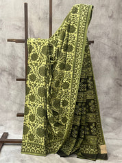 Lime Green HBP Cotton Saree - SRLGCS1715