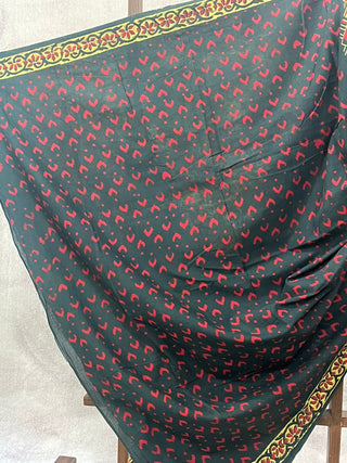 Dark Green HBP Cotton Saree - SRDGCS1709