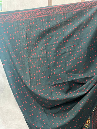 Dark Green HBP Cotton Saree - SRDGCS1710