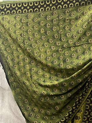 Lime Green HBP Cotton Saree - SRLGCS1716