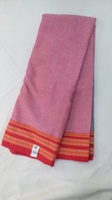 Pink Plain Cotton Patteda Anchu Saree - SRPPAS286