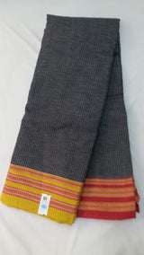 Black Small Checks Cotton Patteda Anchu Saree - SRBPAS288