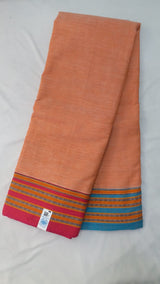 Light Orange Plain Cotton Patteda Anchu Saree - SRLOPAS290