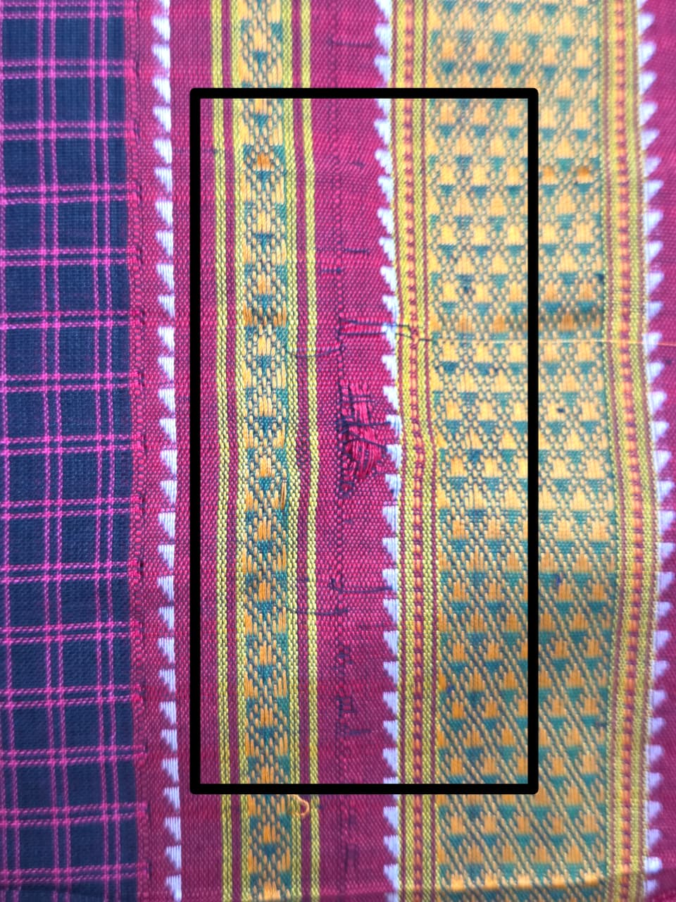 Pink Black Mixed Cotton Ilkal Saree (DEFECT) - SRPBMCIS110-PI