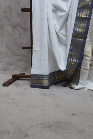 White Cotton Paithani Saree-SRWCPS223