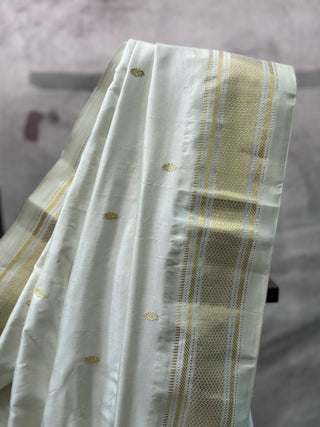 White Silk Paithani Saree-SRWSPS203