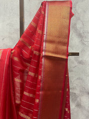 Red Chanderi Silk Saree - SRRCSS174