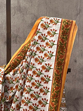 White HBP Cotton Saree - SRWCS1701