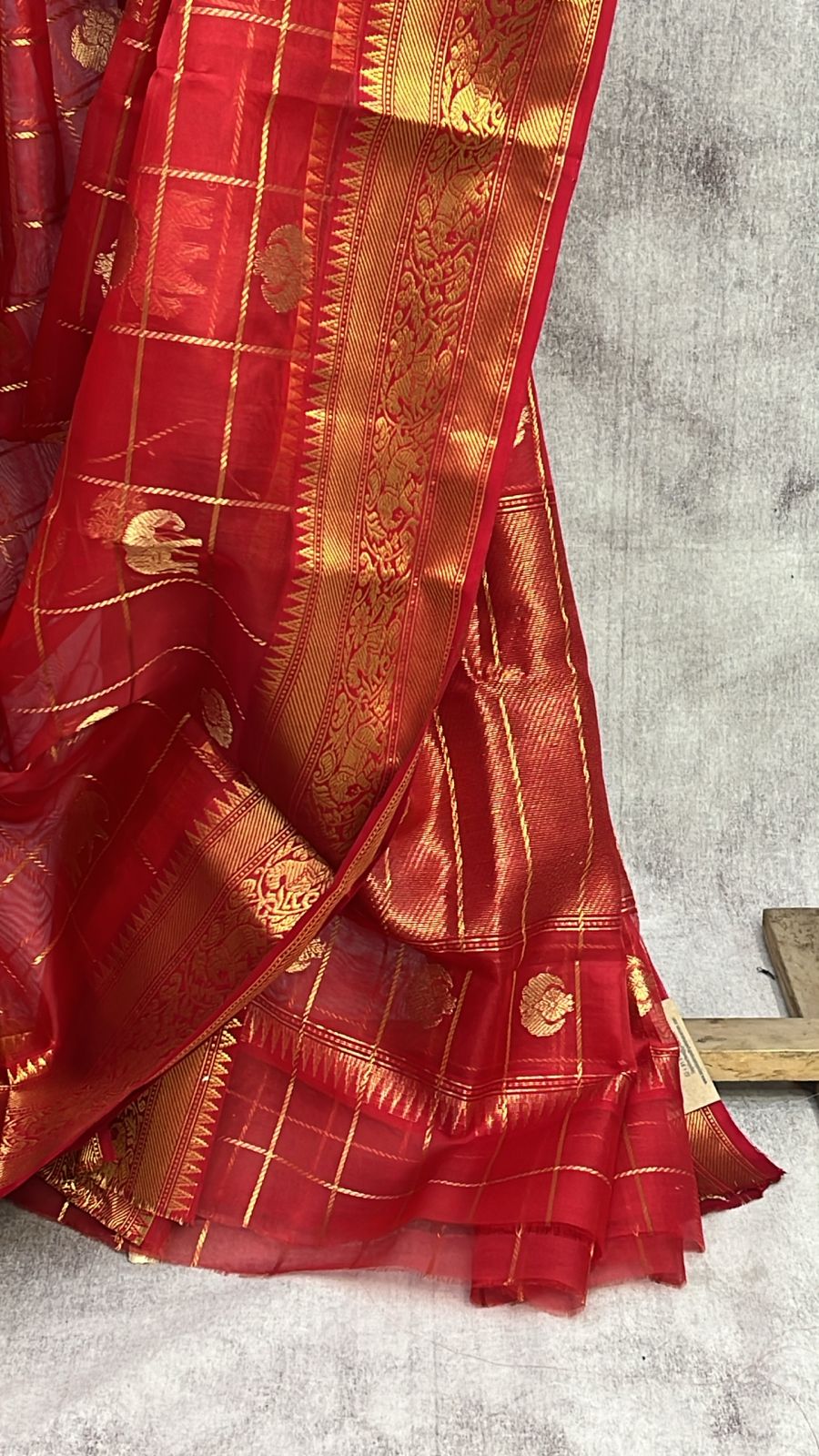 Red Chanderi Silk Saree-SRRCSS200