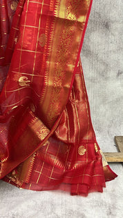 Red Chanderi Silk Saree-SRRCSS200
