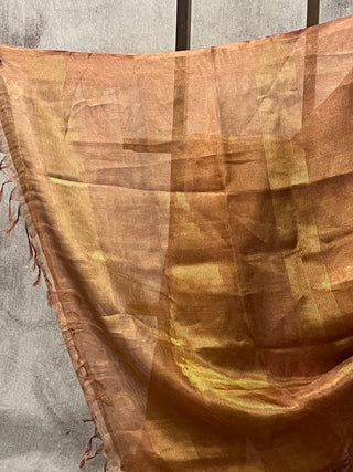 Golden Pink Tissue Tusser Silk Saree - SRGPTTSS211