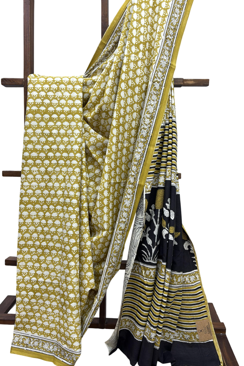 Olive HBP Cotton Saree - SROCS2006