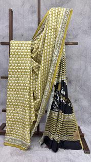 Olive HBP Cotton Saree - SROCS2006