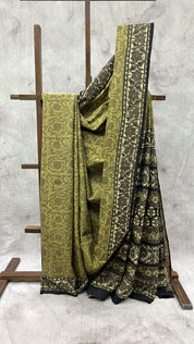 Olive HBP Cotton Saree - SROCS2035