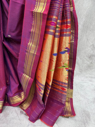 Magenta Cotton Paithani Saree - SRMBCPS375