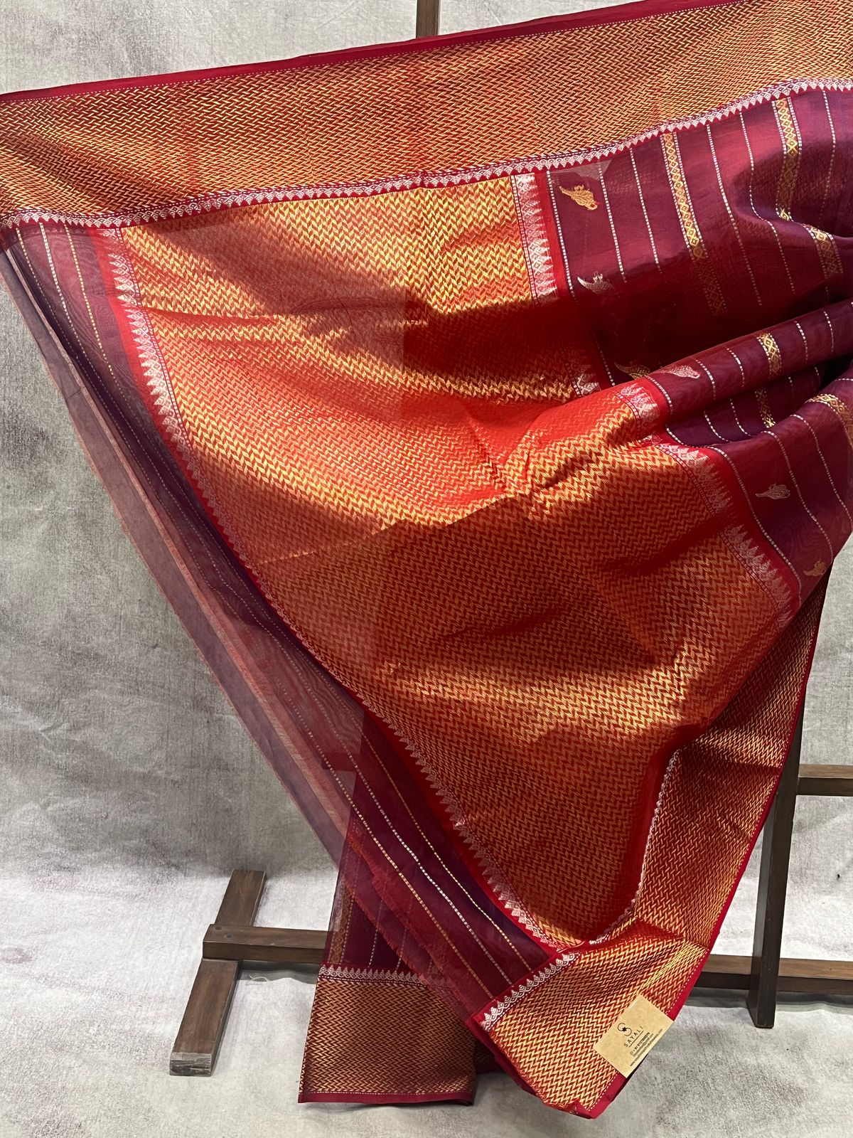 Two Tone Maroon Chanderi Silk Saree - SRTTMCSS175