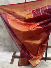 Two Tone Maroon Chanderi Silk Saree - SRTTMCSS175